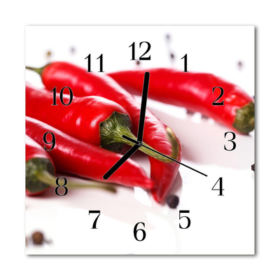 Zegar szklany kwadratowy Papryczka chilli