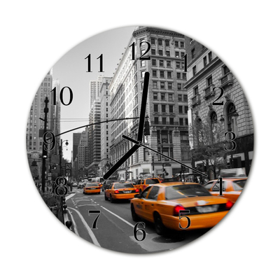 Orologio rotondo in vetro Taxi di new york