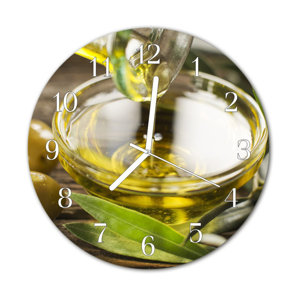 Orologio rotondo in vetro olio d'oliva