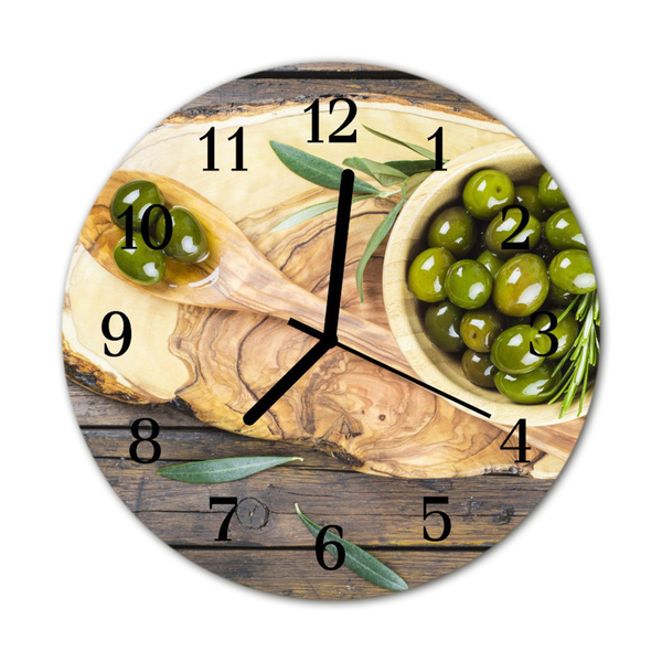 Orologio rotondo Olive di legno