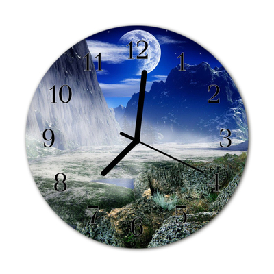 Orologio rotondo in vetro Montagne moon