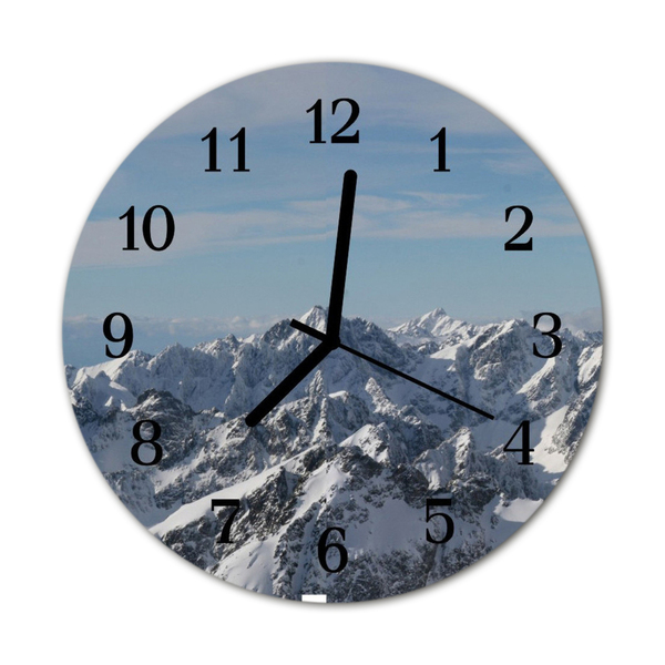 Orologio rotondo in vetro Montagne