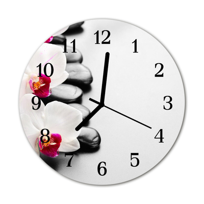 Orologio rotondo Orchidee pietre