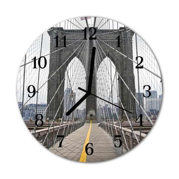 Orologio rotondo in vetro Ponte di brooklyn