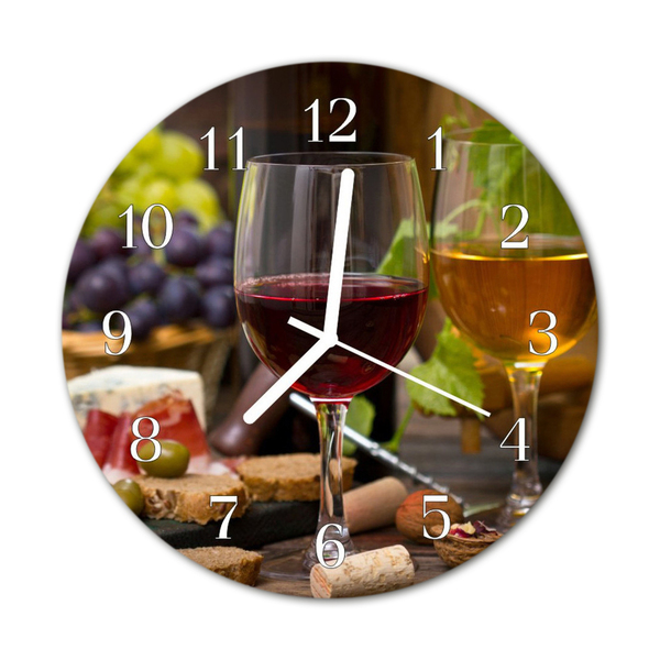 Orologio rotondo in vetro Un bicchiere di vino