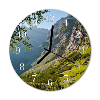 Orologio rotondo in vetro Montagne