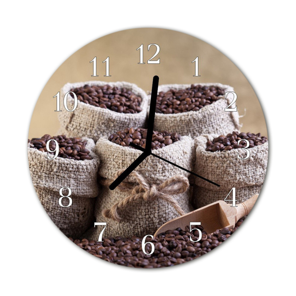 Orologio rotondo in vetro Chicchi di caffè