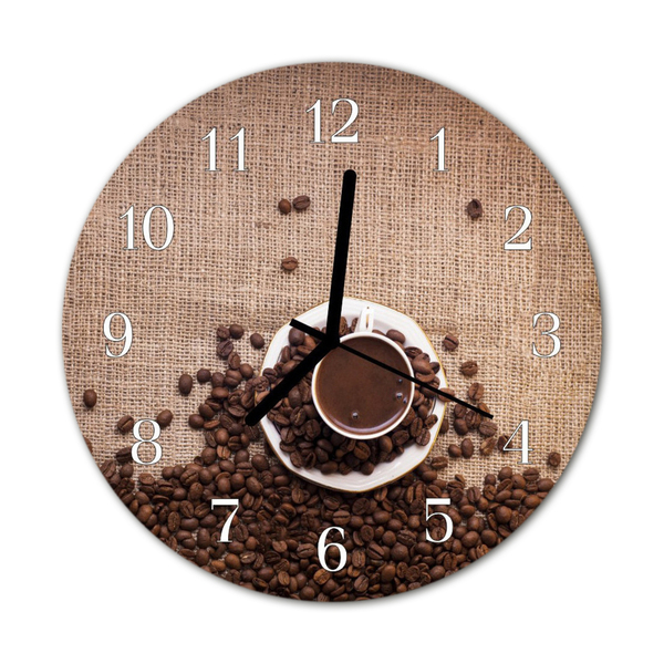 Orologio rotondo in vetro Chicchi di caffè