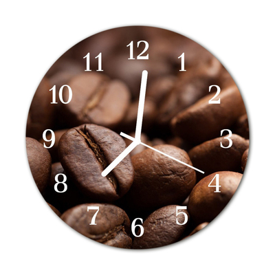 Orologio rotondo in vetro Chicchi di caffè