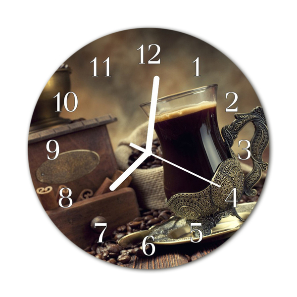 Orologio rotondo in vetro Caffè