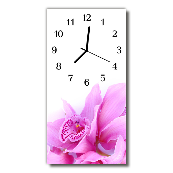 Orologio verticale in vetro Orchidea rosa artistica