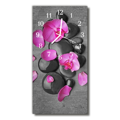 Orologio verticale Fiori pietre colorate orchidee