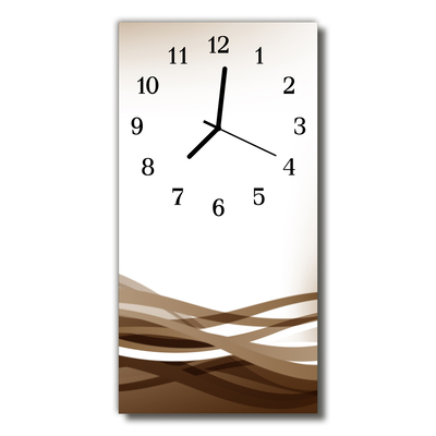 Orologio verticale in vetro Nature waves brown lines
