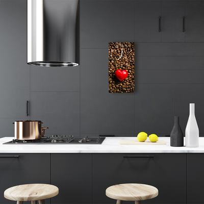 Orologio verticale in vetro Cucina cuore di tagli da caffè a colori