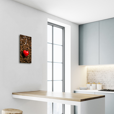 Orologio verticale in vetro Cucina cuore di tagli da caffè a colori