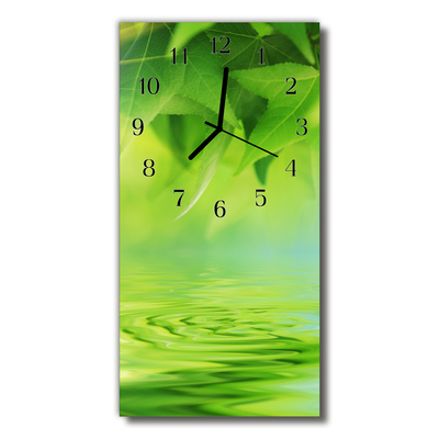 Orologio verticale Nature green water foglie