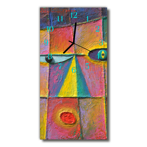 Orologio verticale in vetro Stampa a colori di astrazione d'arte