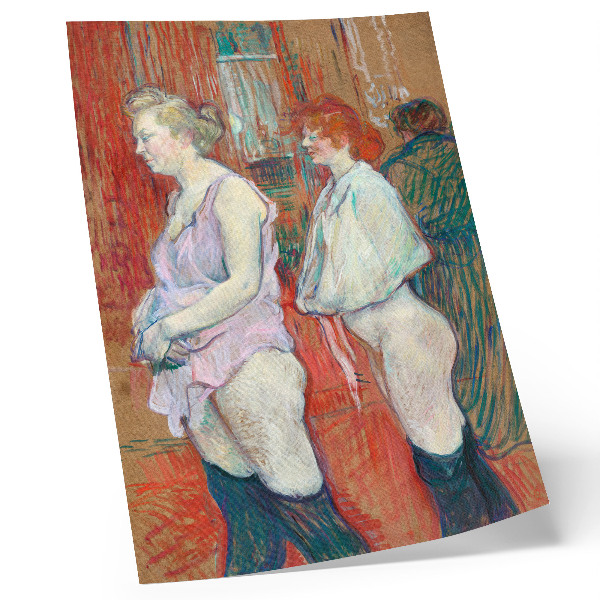 Stampa su tela Rue des Moulins (1894) dipinto ad alta risoluzione di Henri de Toulouse-Lautrec