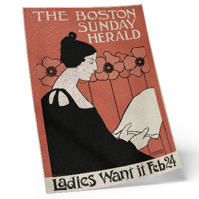 Foto su tela Donna che legge il giornale in stile Art Nouveau, opera di Ethel Reed.