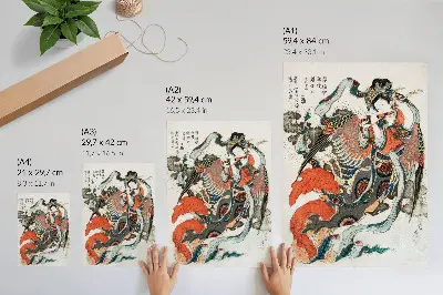 Poster con stampa giapponese in stile ukiyo-e vintage