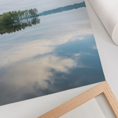 Foto su tela Acqua calma, alberi, riflesso del cielo, paesaggio