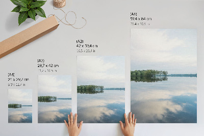 Foto su tela Acqua calma, alberi, riflesso del cielo, paesaggio