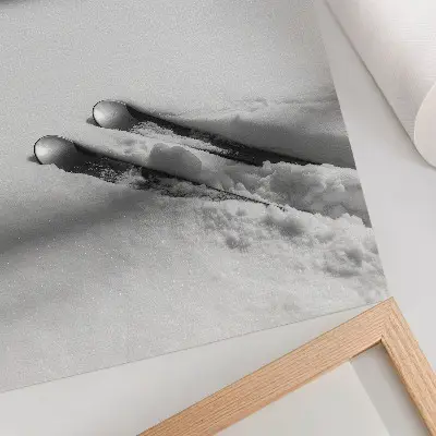 Stampa su tela minimalismo con sfumature di bianco e grigio ispirate allo sci