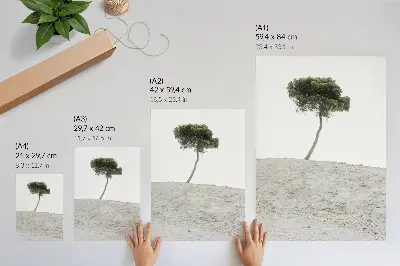 Foto su tela albero solitario su sfondo chiaro in stile minimalista