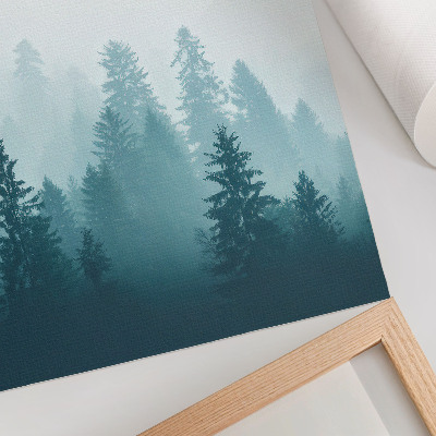 Poster Nebbia leggera, uccello della foresta in alto sopra gli alberi