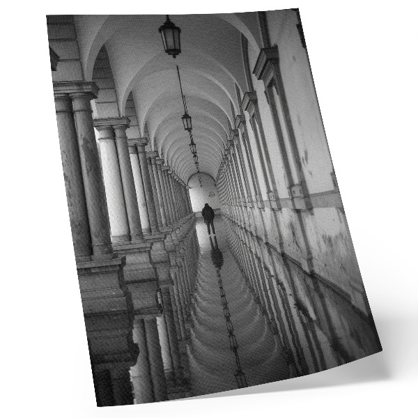 Foto su tela Prospettiva architettonica di simmetria monocromatica