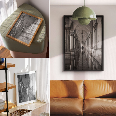 Foto su tela Prospettiva architettonica di simmetria monocromatica
