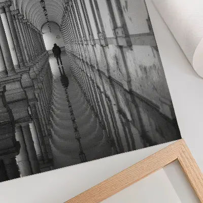 Foto su tela prospettiva architettonica con simmetria monocromatica