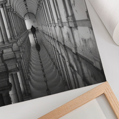 Foto su tela Prospettiva architettonica di simmetria monocromatica