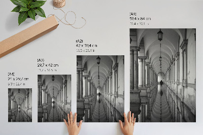 Foto su tela Prospettiva architettonica di simmetria monocromatica