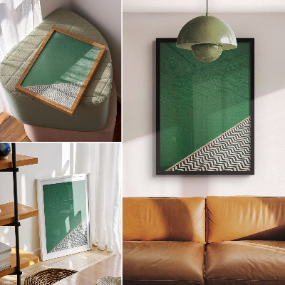 Poster Verde con un motivo geometrico in bianco e nero