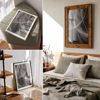 Stampa su tela con linee delicate in stile astratto moderno