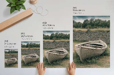Stampa su tela Barca abbandonata, muro d'erba, natura, pace