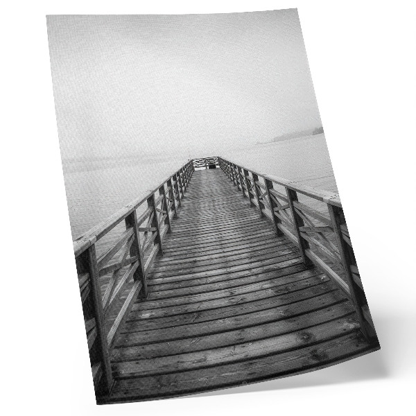 Poster Molo in bianco e nero, acque calme, paesaggio minimalista