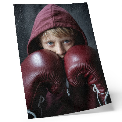 Foto su tela Bambino in felpa bordeaux boxer con guanti minimalismo