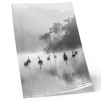 Stampa su tela Paesaggio in bianco e nero con boe e nebbia