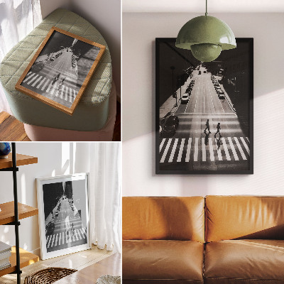 Foto su tela Scena urbana in bianco e nero dal sapore moderno