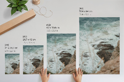 Poster Onde marine e una costa rocciosa dalle tonalità turchesi