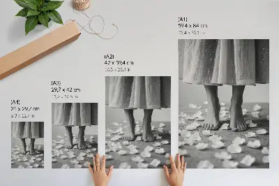 Stampa su tela eleganza con petali bianchi e neri sul tema della pace