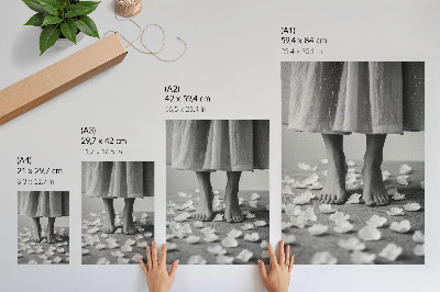Stampa su tela Eleganza petali bianchi e neri pace