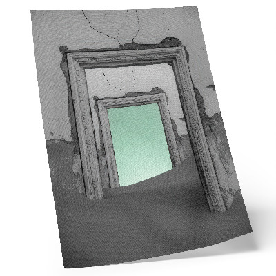 Foto su tela Deserto verde, edifici abbandonati, surrealismo