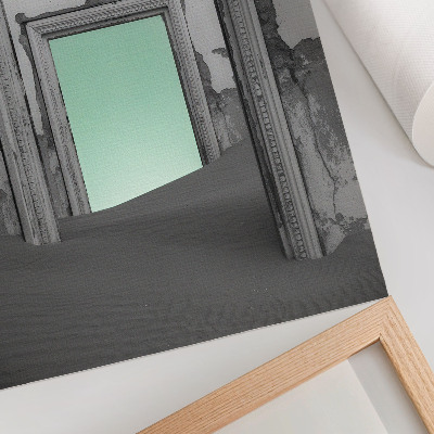 Foto su tela Deserto verde, edifici abbandonati, surrealismo