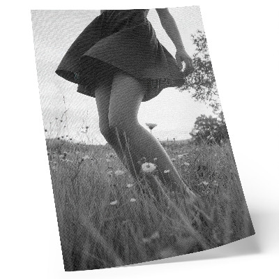 Poster Una fotografia in bianco e nero di un prato pervaso da armonia e pace.