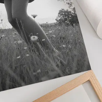 Poster fotografia in bianco e nero di un prato in armonia