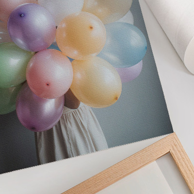 Poster Palloncini color pastello su sfondo grigio