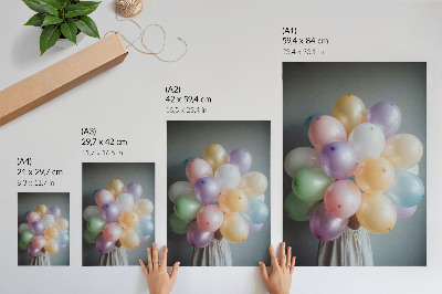 Poster Palloncini color pastello su sfondo grigio